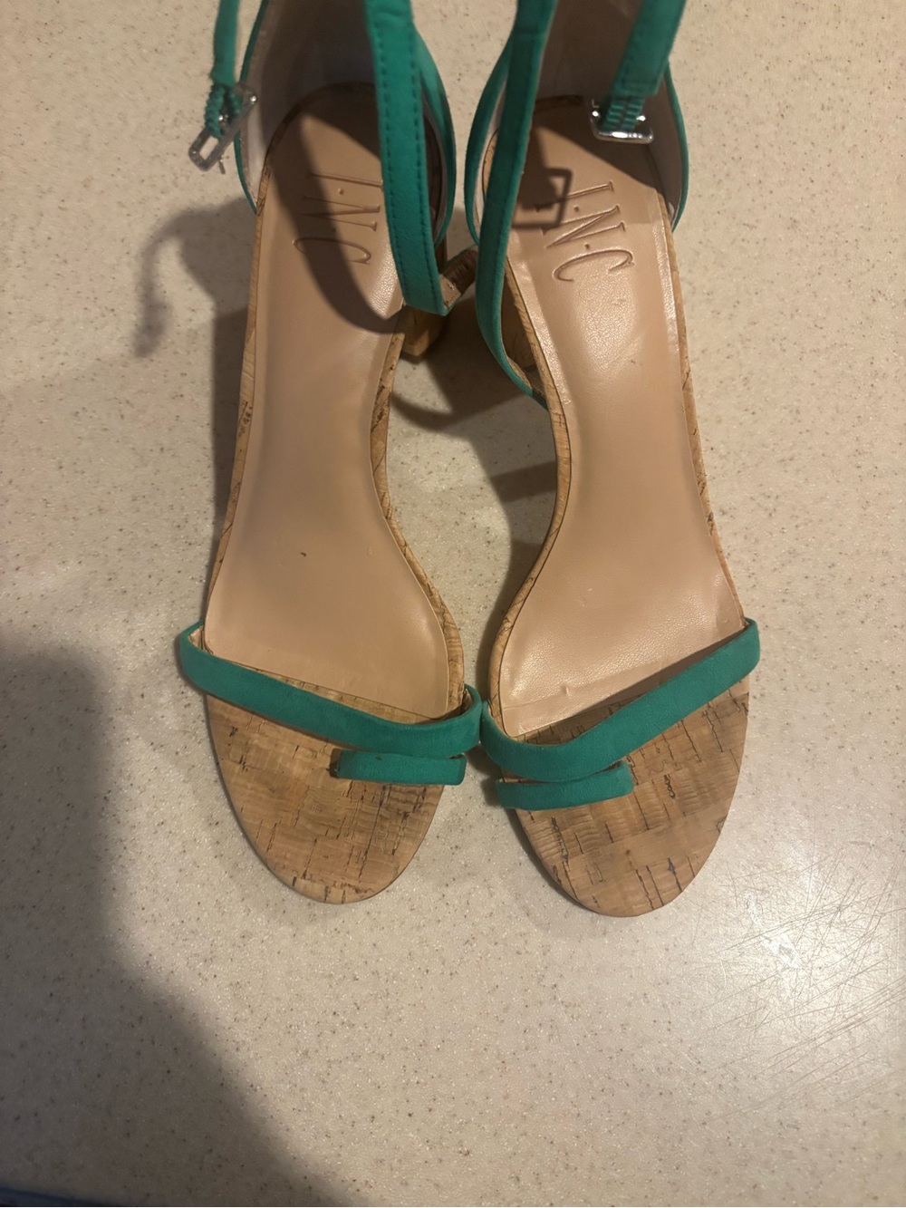 INC International Concepts Teal Strap Cork Sandals